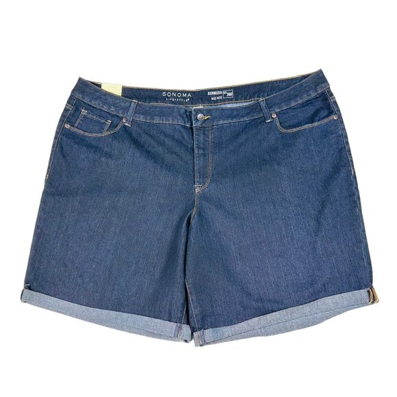 Sonoma Bermuda Denim Shorts - Size 24W - NWT - Picture 1 of 8